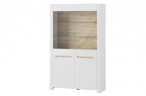 Вітрина ICE 02 SZYNAKA білий / білий гл. + дуб sonoma